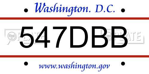 547DBB District Of Columbia License Plate