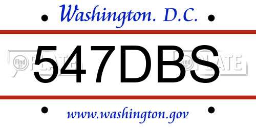 547DBS District Of Columbia License Plate