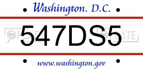 547DS5 District Of Columbia License Plate