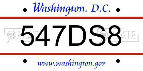 547DS8 District Of Columbia License Plate