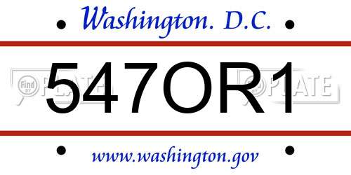 547OR1 District Of Columbia License Plate