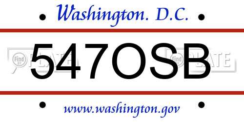 547OSB District Of Columbia License Plate