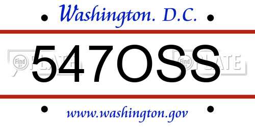 547OSS District Of Columbia License Plate