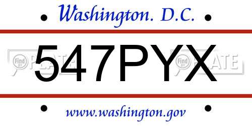 547PYX District Of Columbia License Plate