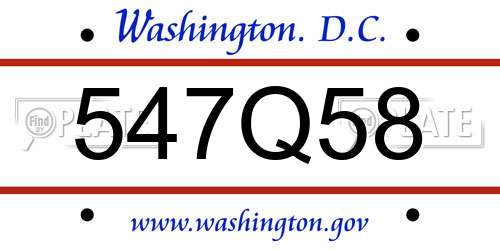 547Q58 District Of Columbia License Plate
