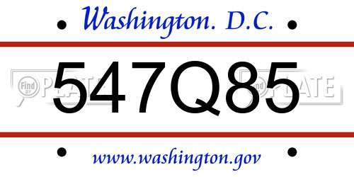 547Q85 District Of Columbia License Plate