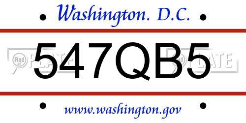 547QB5 District Of Columbia License Plate