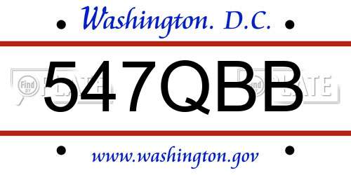 547QBB District Of Columbia License Plate