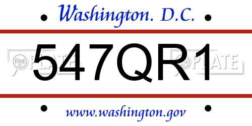 547QR1 District Of Columbia License Plate