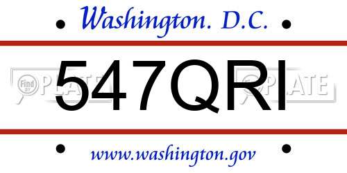 547QRI District Of Columbia License Plate