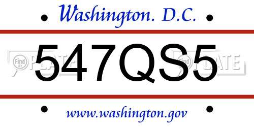 547QS5 District Of Columbia License Plate