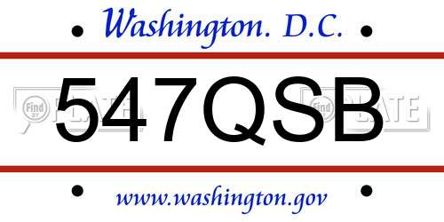 547QSB District Of Columbia License Plate