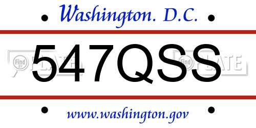 547QSS District Of Columbia License Plate