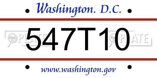547T10 District Of Columbia License Plate