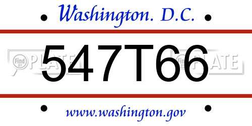 547T66 District Of Columbia License Plate