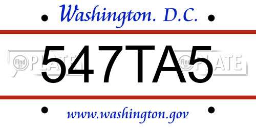 547TA5 District Of Columbia License Plate