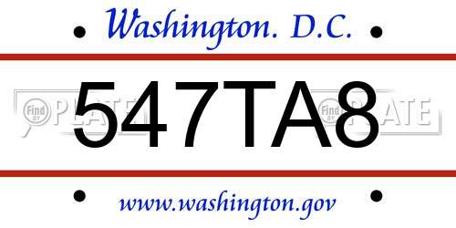 547TA8 District Of Columbia License Plate