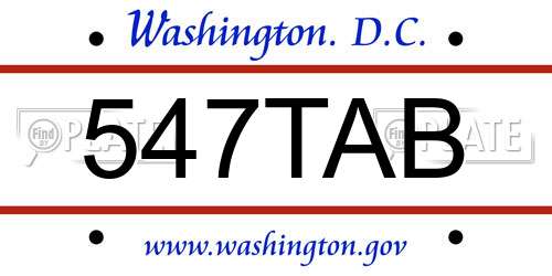 547TAB District Of Columbia License Plate