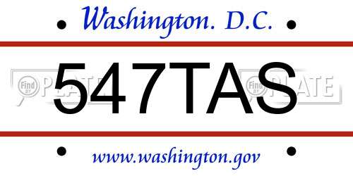 547TAS District Of Columbia License Plate