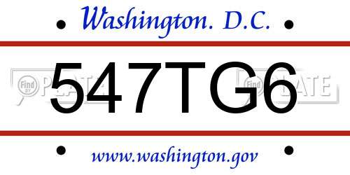 547TG6 District Of Columbia License Plate