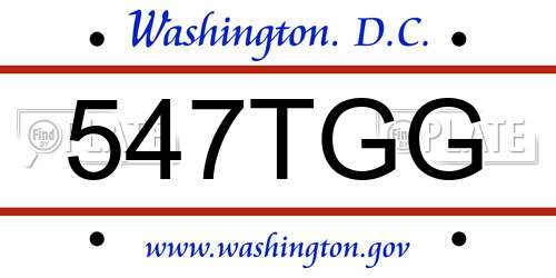 547TGG District Of Columbia License Plate