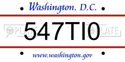 547TI0 District Of Columbia License Plate