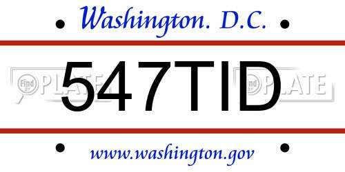 547TID District Of Columbia License Plate