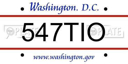 547TIO District Of Columbia License Plate