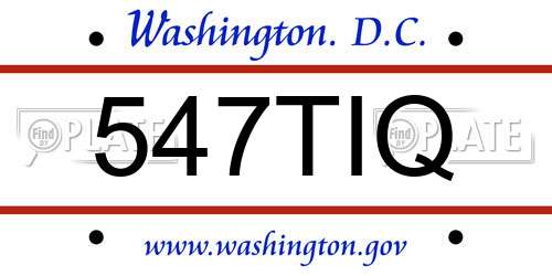 547TIQ District Of Columbia License Plate