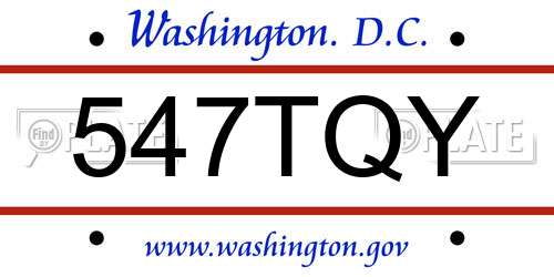 547TQY District Of Columbia License Plate