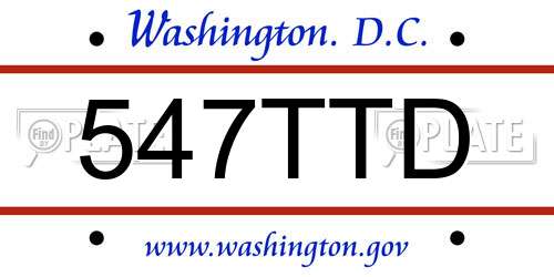 547TTD District Of Columbia License Plate