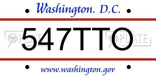 547TTO District Of Columbia License Plate