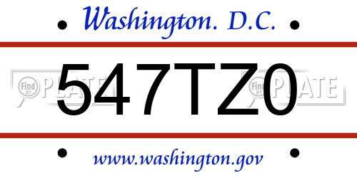 547TZ0 District Of Columbia License Plate