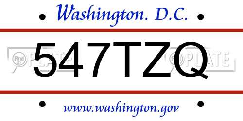 547TZQ District Of Columbia License Plate