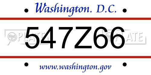 547Z66 District Of Columbia License Plate
