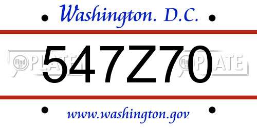 547Z70 District Of Columbia License Plate