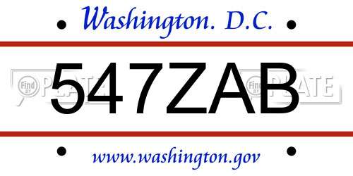 547ZAB District Of Columbia License Plate
