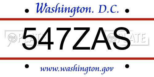 547ZAS District Of Columbia License Plate