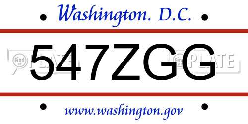 547ZGG District Of Columbia License Plate