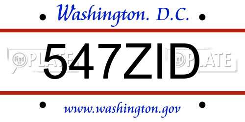 547ZID District Of Columbia License Plate