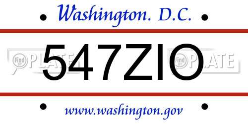 547ZIO District Of Columbia License Plate