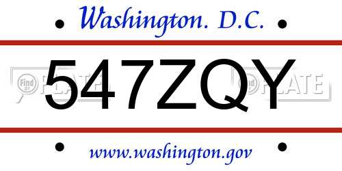 547ZQY District Of Columbia License Plate