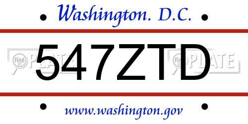 547ZTD District Of Columbia License Plate
