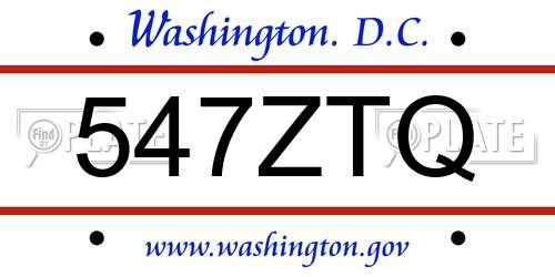 547ZTQ District Of Columbia License Plate