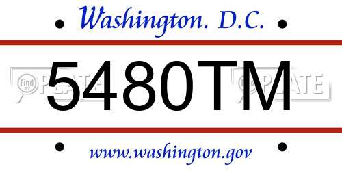5480TM District Of Columbia License Plate