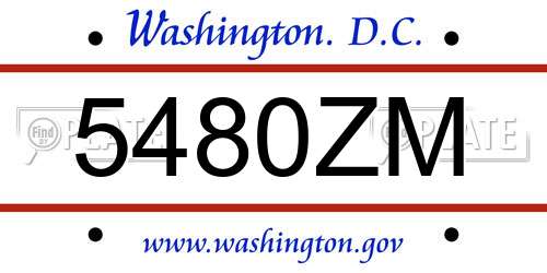 5480ZM District Of Columbia License Plate