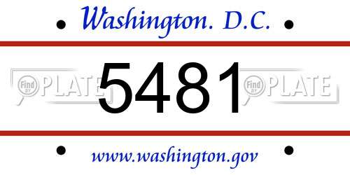 5481 District Of Columbia License Plate