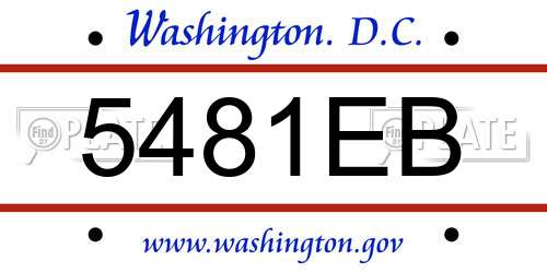 5481EB District Of Columbia License Plate