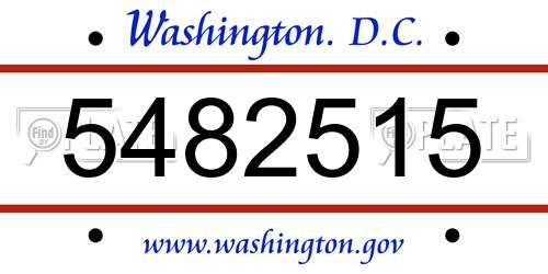 5482515 District Of Columbia License Plate