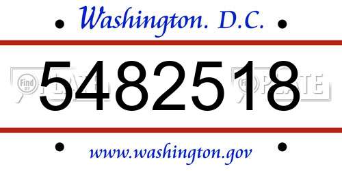 5482518 District Of Columbia License Plate